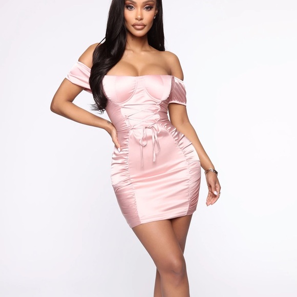 Pink Satin Mini Dress - Picture 2 of 3